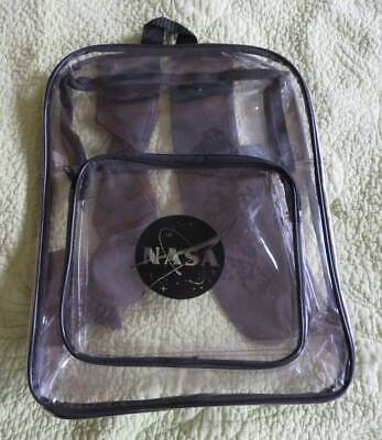 NEW Clear Plastic NASA Logo Child Sized BACKPACK Bag Zipper Vinyl PVC Astronaut