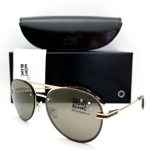 Pre-owned Montblanc Mont Blanc Sunglasses 717 S 32g Gold Zeiss Lens 59•17•140 With Case In Brown