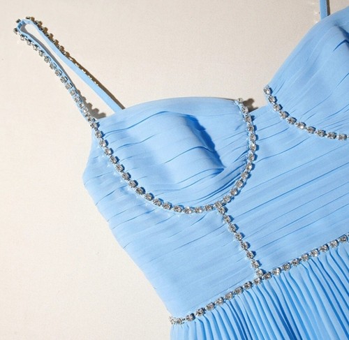 Pre-owned Self-portrait Authentic Guaranteed  Blue Chiffon Tiered Us0,8,10,12 Large