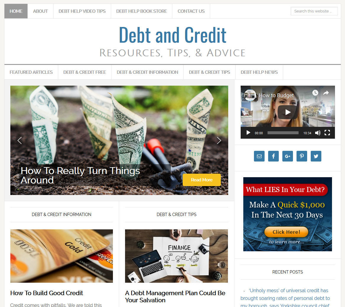 * DEBT & CREDIT RELIEF * affiliate website business for sale with AUTO CONTENT!