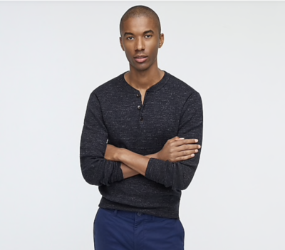 Cotton henley sweater clearance
