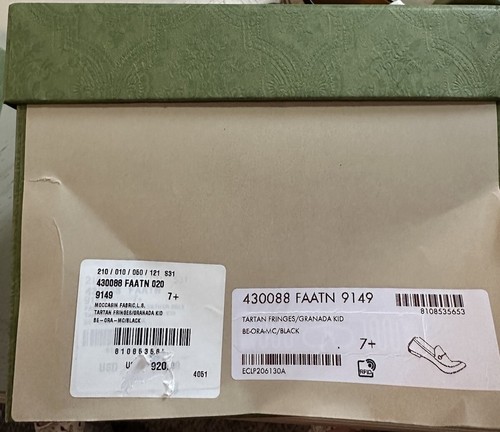 Pre-owned Gucci Mens Loafers Moccasin Shoes Beige/black/mul 8.5 Us/7.5 Uk 430088 $920