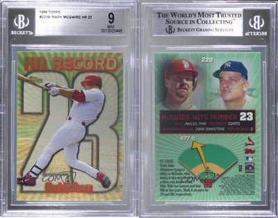 1999 Topps HR Record Mark McGwire (Home Run #23) #220.23 BGS 9 MINT