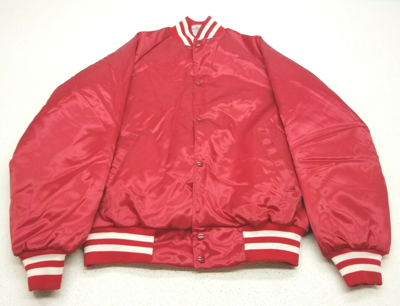 Vtg Westark USA Mens M Red Satin Jacket Bomber Snap