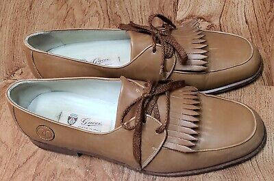 Vintage Gucci Mens Shoe Size 44 Brown Leather Loafers