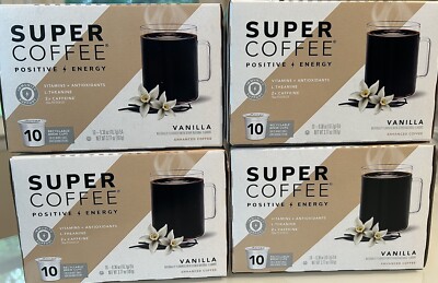 4 Boxes Super Coffee VANILLA 10 K-Cups each -  KETO NEW Positive Energy 40 Pods