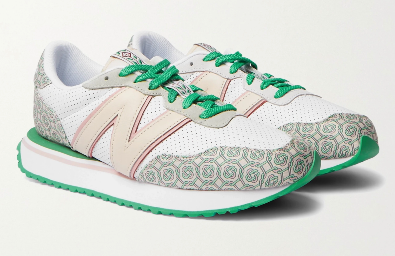 Pre-owned New Balance Balance + Casablanca 237 Suede-trimmed Leather Sneakers Shoes 42.5 In Multicolor