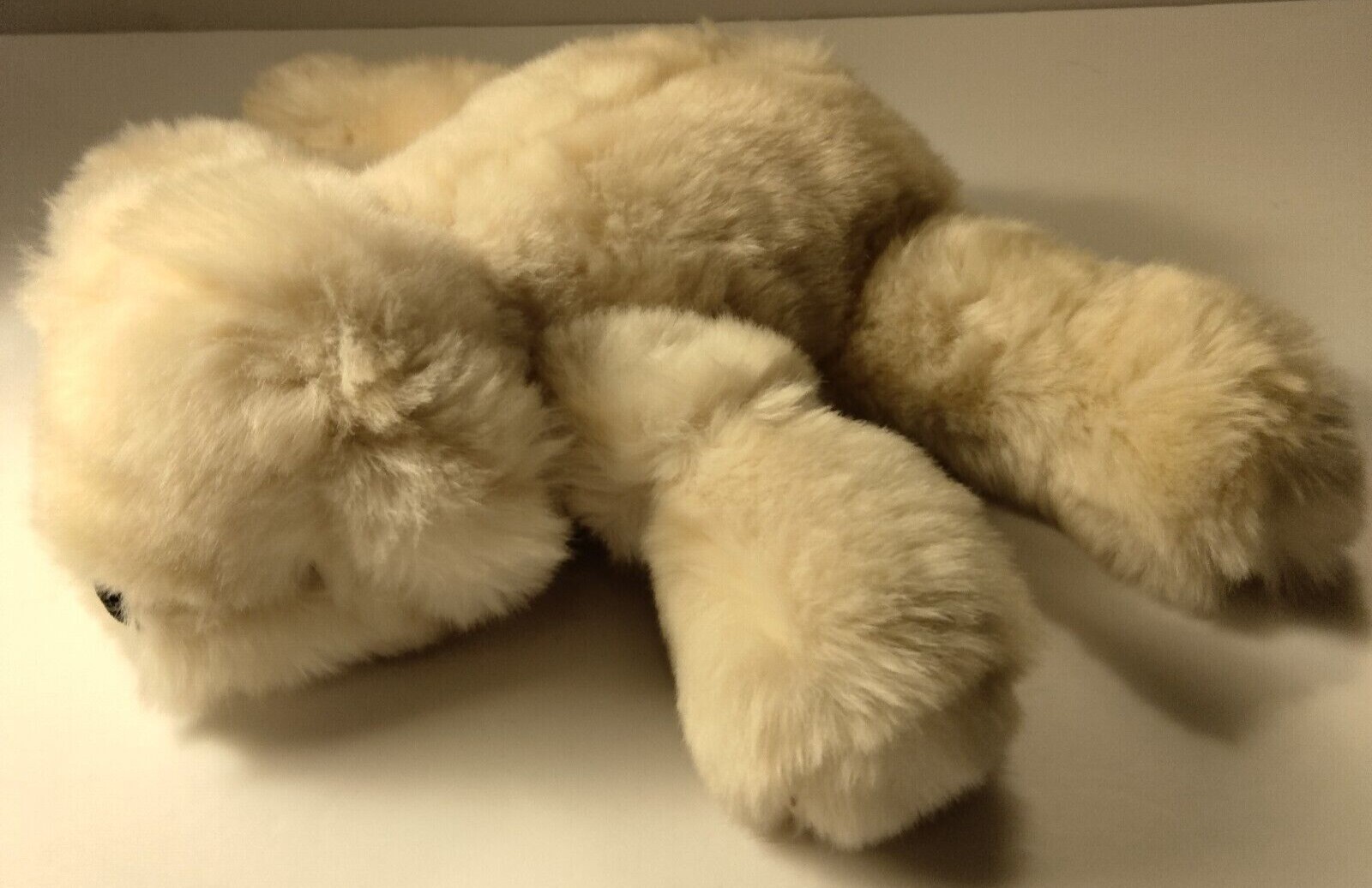 Pottery Barn Creamy Colored Fluffy Flat Bear Stuffed Animal