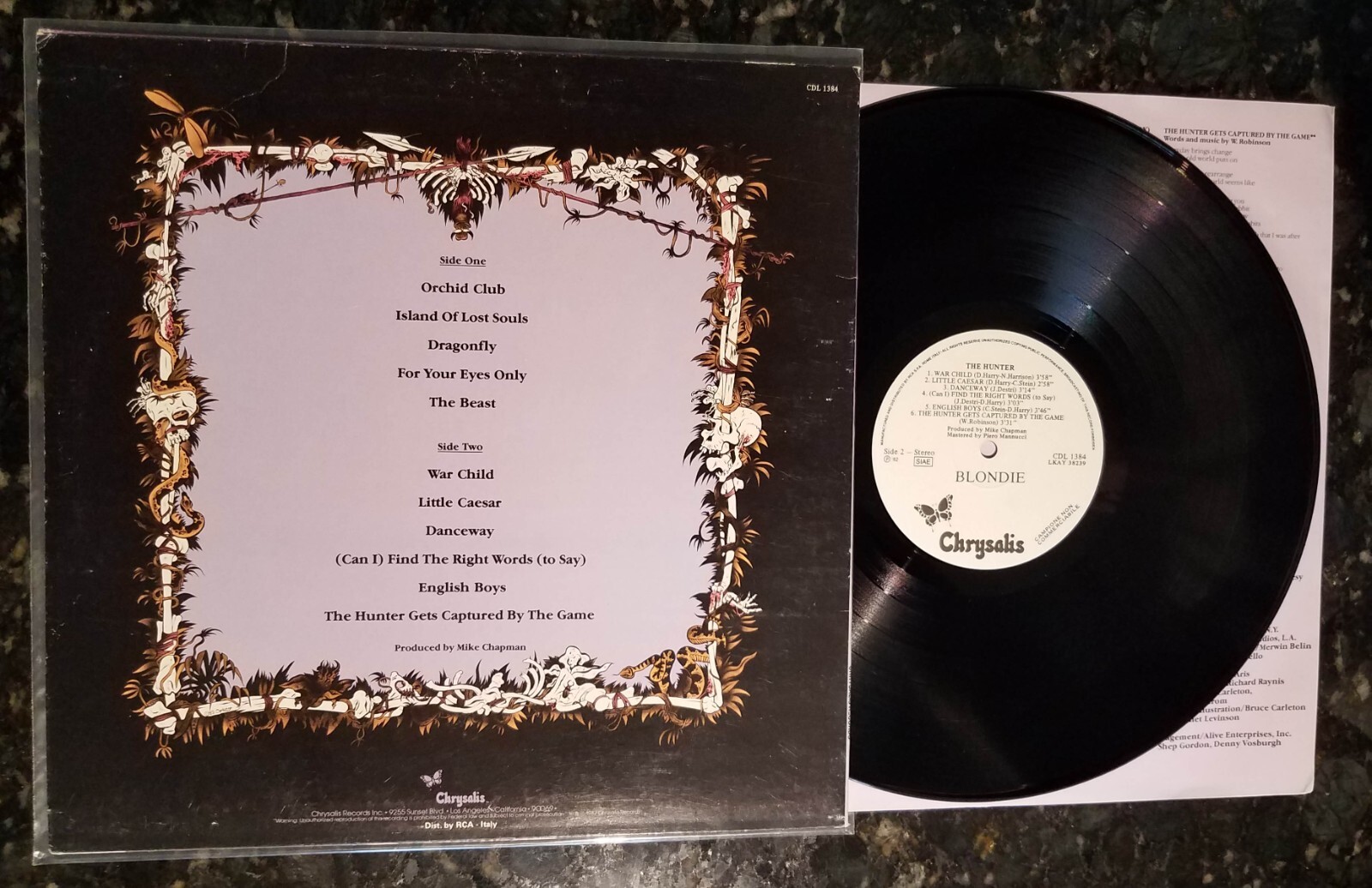 Blondie 1982 ITALY White Label PROMO The Hunter 12" LP Chrysalis CDL 1384 EX++