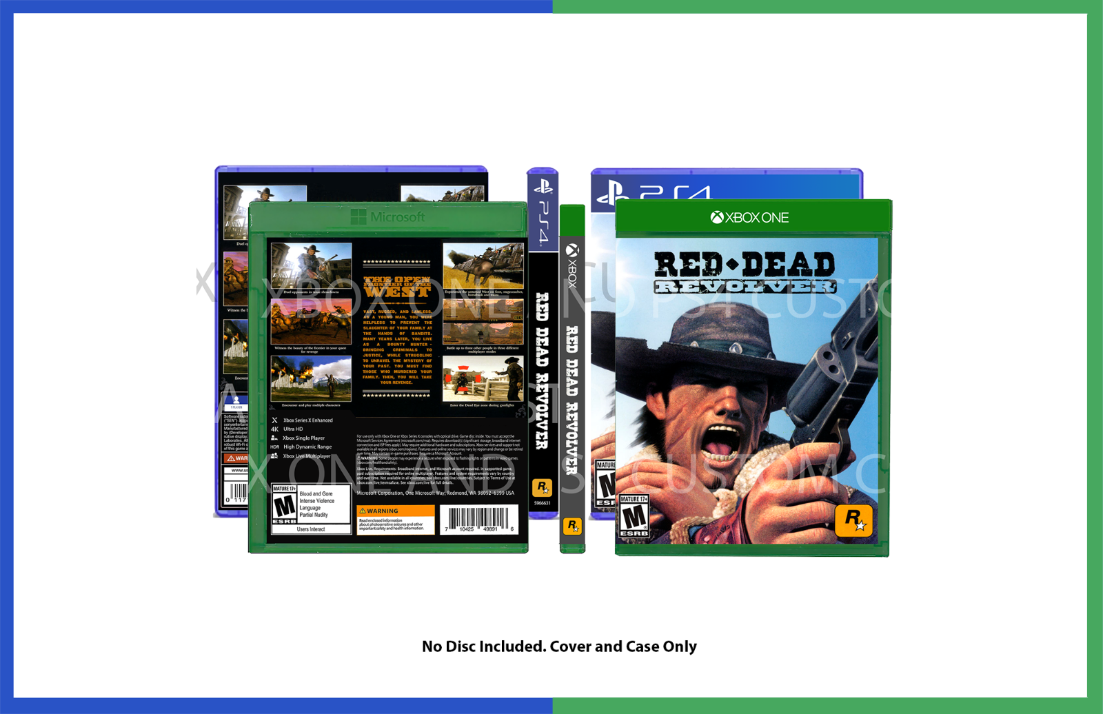 XBOX PS4 Red Dead Revolver CUSTOM REPLACEMENT CASE NO DISC XBOX PS4 Red Dead Revolver CUSTOM REPLACEMENT CASE NO DISC