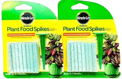 2 Packs Miracle Gro Indoor 6-12-6 Plant Food Spikes 24 Ct Feeds Up To 2 Months