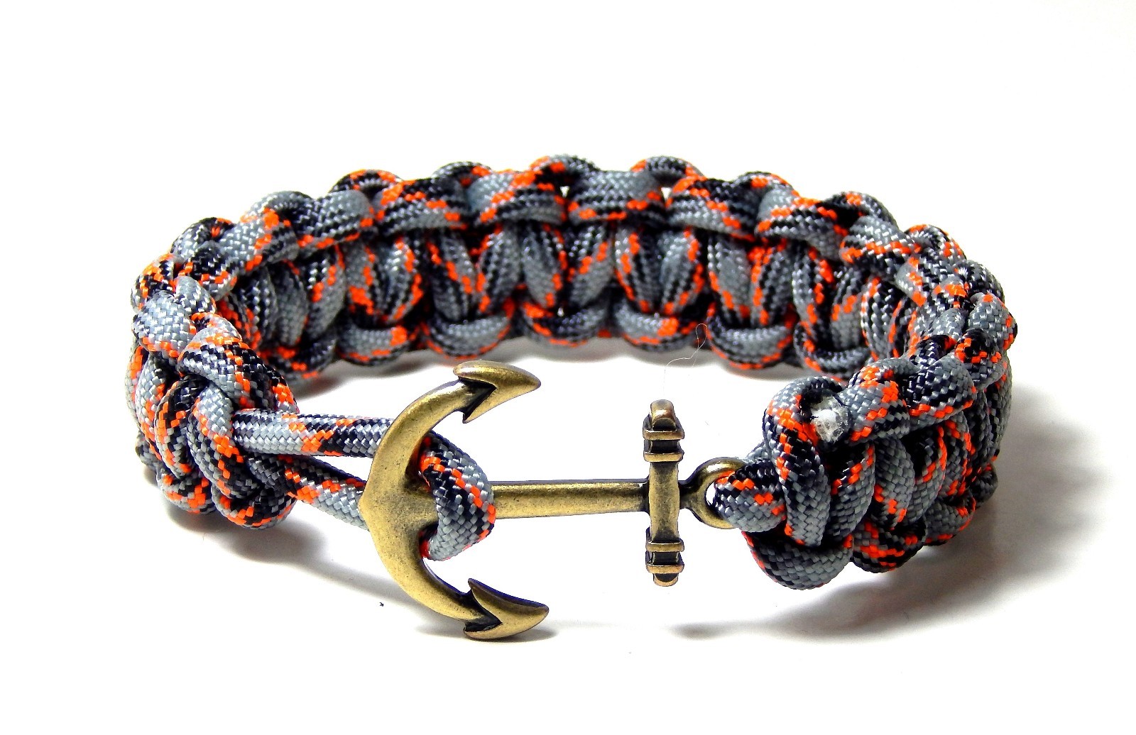 Nautical Anchor Bracelet Cobra Weave Paracord Brass Anchor Hand Made USA 8