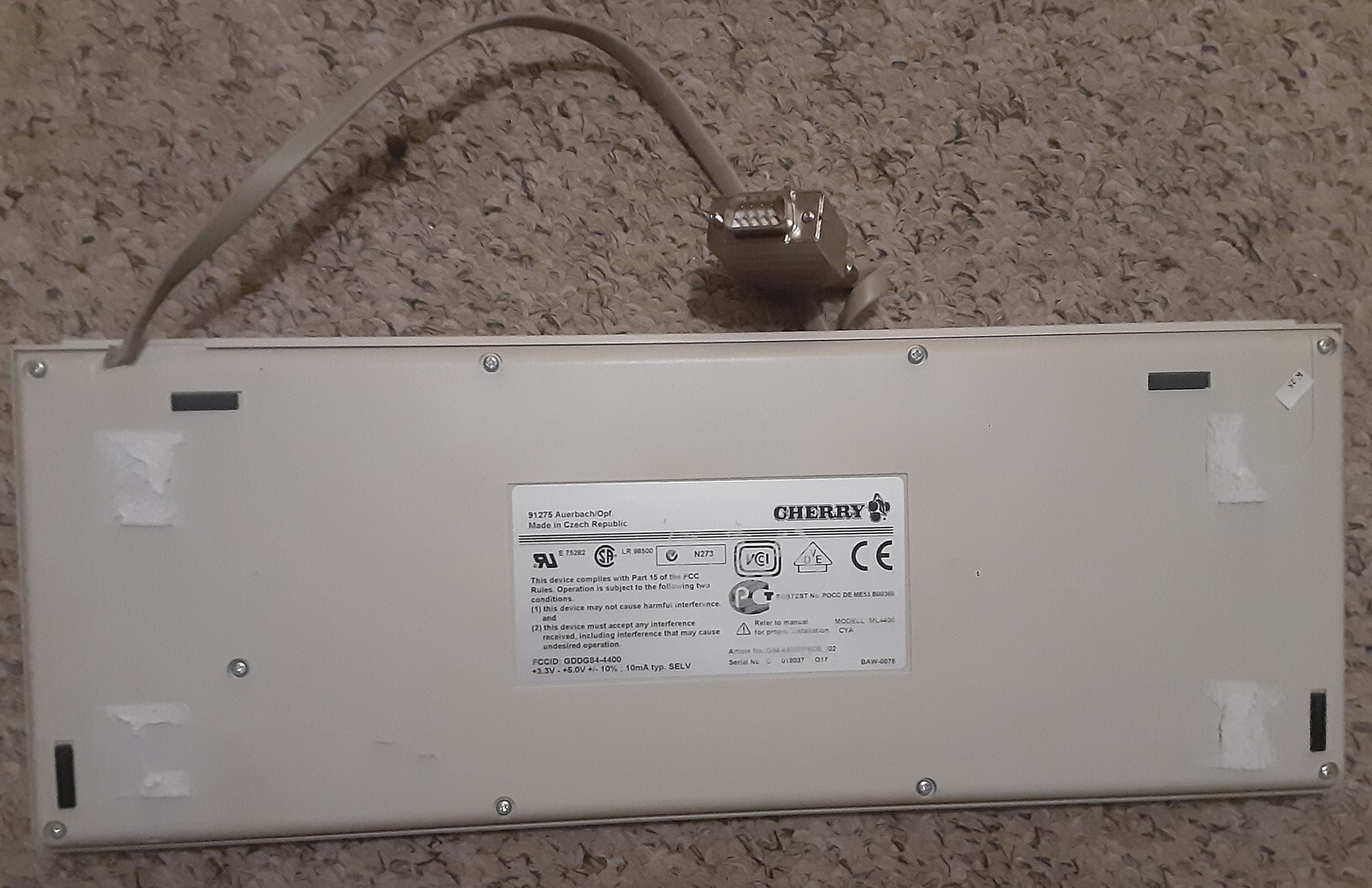 Cherry ML4400 Wired DB9 Compact Keyboard with Missing Trackball GDDG84-4400