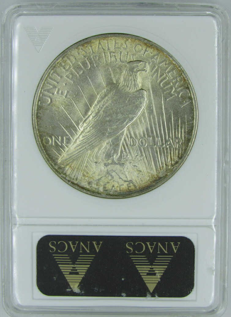 1923 PEACE DOLLAR VAM-1F, CHIN BAR, TOP 50, ANACS MS63 - OLD HOLDER