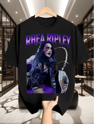 RHEA RIPLEY Vintage 90s Boxing T-Shirt - Black Purple Pink Wrestling Graphic Tee