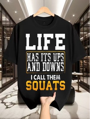 Funny Fitness Gym Workout Weights Squat Men Women Gift Tee Vintage Relaxed