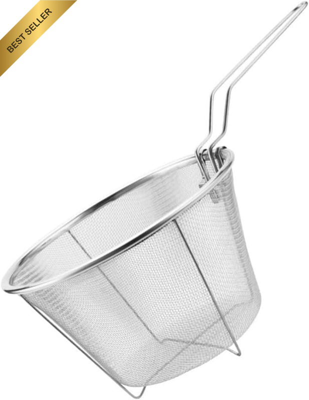Mini round Fry Basket Stainless Steel Wire Skimmer Spoon with Handle Spider Food