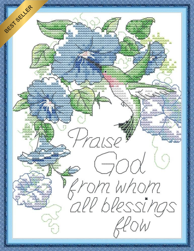 Embroidery Cross Stitch Kits Praise God Stamped with Printed Pattern Starter Kit