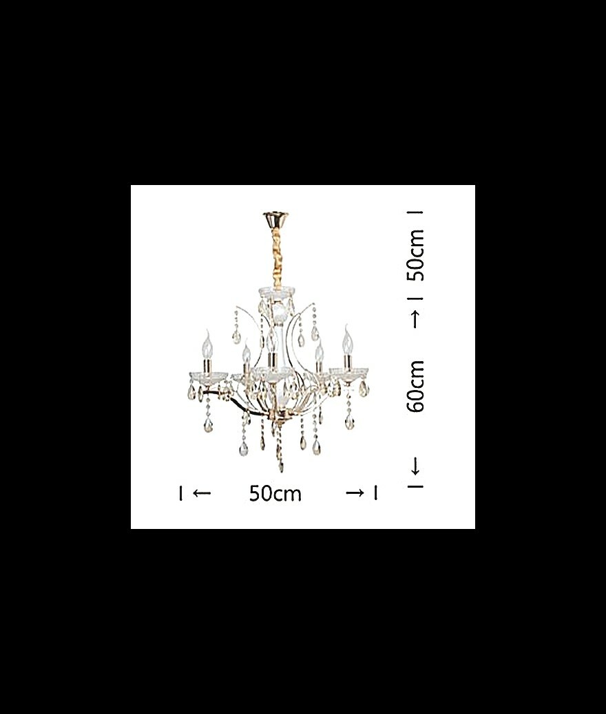 Lampadario da Soffitto Vintage 5 Bracci E14 Cristallo Vetro a Goccia A60-5 uni 1