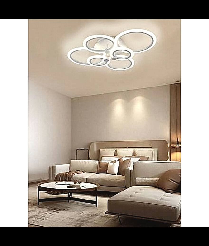 Plafoniera Lampada da Soffitto Led 51W 6500K Cerchi C08-F Bianco Freddo uni 1