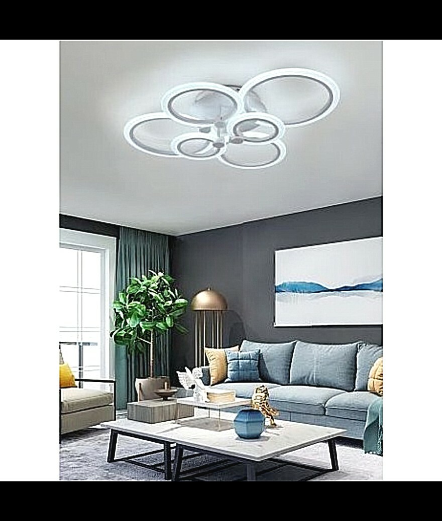 Plafoniera Lampada da Soffitto Led 51W 6500K Cerchi C08-F Bianco Freddo uni