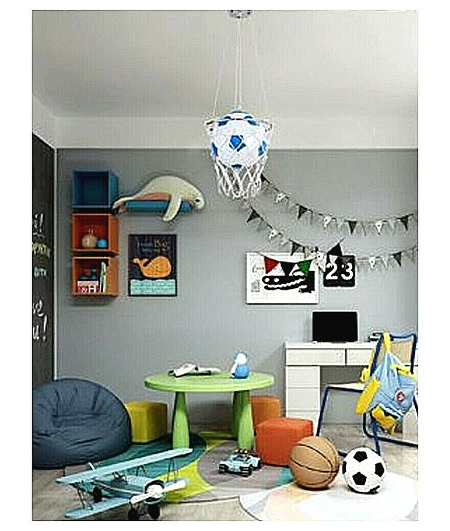 Lampadario da Soffitto Cameretta Ragazzi E27 a forma di Canestro Pallone A09 uni