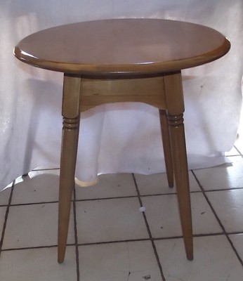 Mid Century Round Solid Maple Lamp Table / End Table