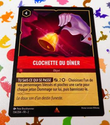 Lorcana Floodborn Card Rare Carte Francaise Clochette du diner 134/204 Fr Mint