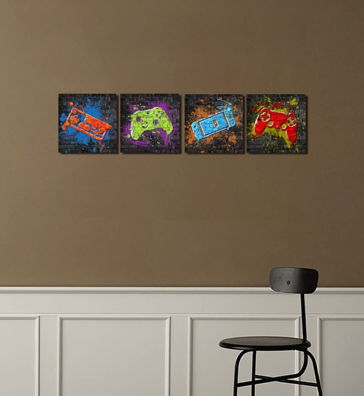 Game Wall Art Decor Game Art Print Framed Gaming Theme Boys Room Wall Art Decor
