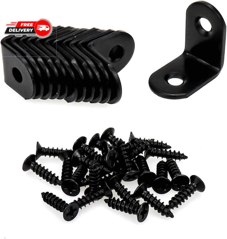90 Degree Black Right Angle Brackets 2 Hole Small Metal Corner Braces F ⭐⭐⭐⭐⭐