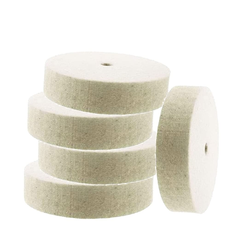 5 Pieces Premium 3-Inch Compressed Wool Polishing Wheel Wool Felt round Buffing