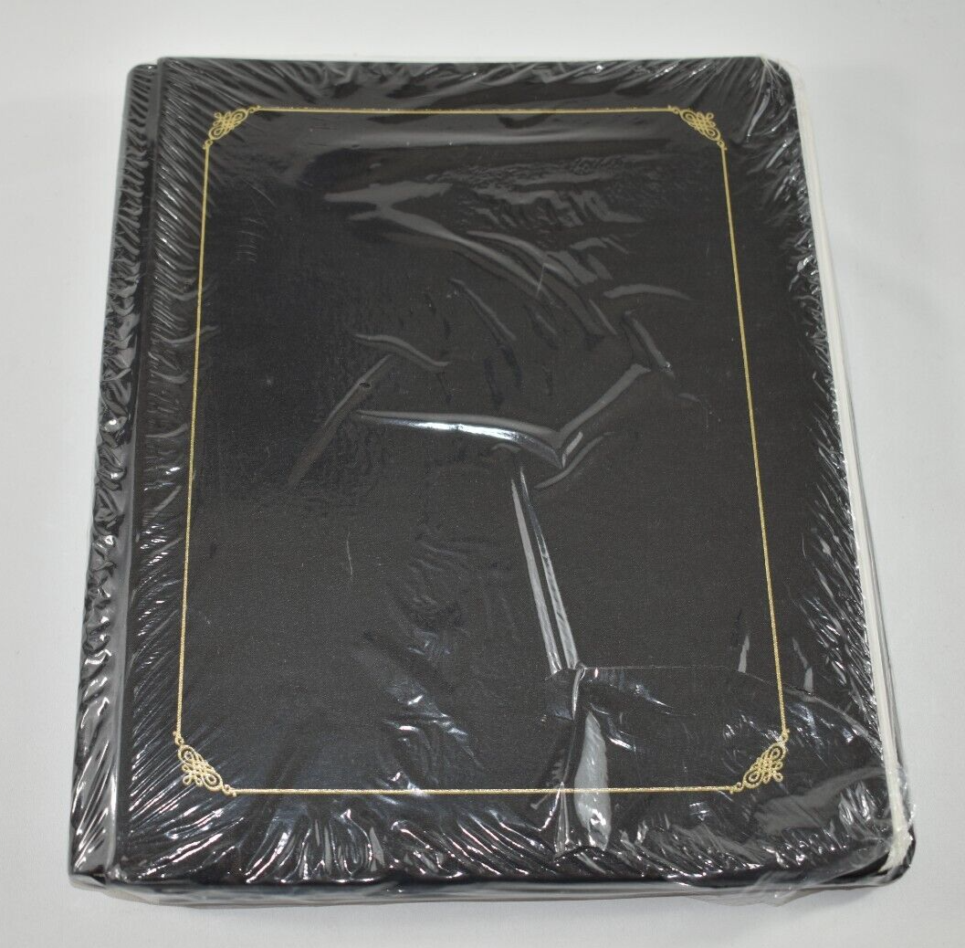 Creative Memories 8x10 Black Scrapbook Album Gold Foil Trim & White Pages NEW