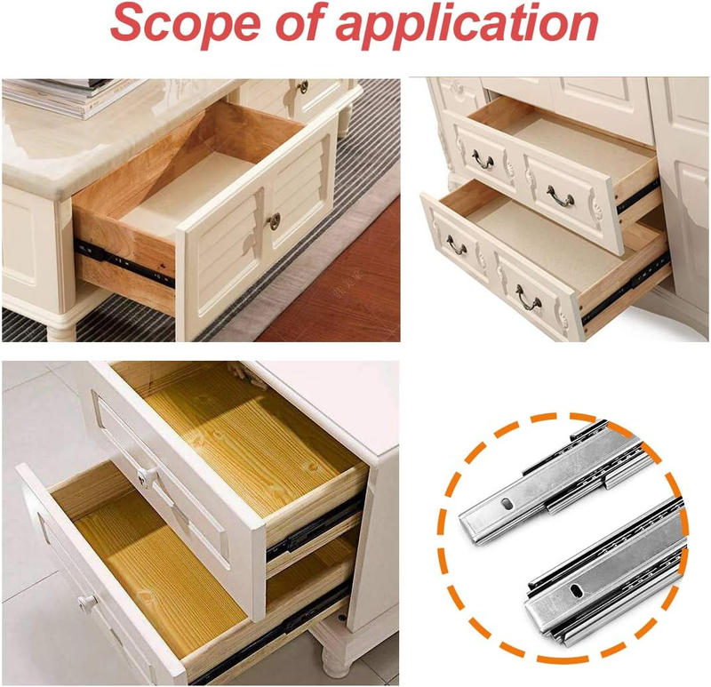 4Pcs 6 Inch 3 Section Ball Bearing Telescopic Full Extension Drawer Slides Rail