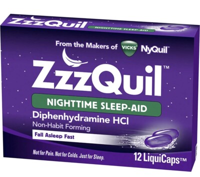 Vicks ZzzQuil Nighttime Fall Asleep Sleep Aid LiquiCaps NON-HABIT FORMING 12ct.