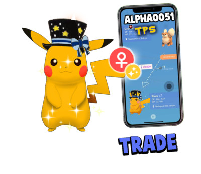 Pokemon Shiny Pikachu Female Party Top Hat Registered Trade or Ultra