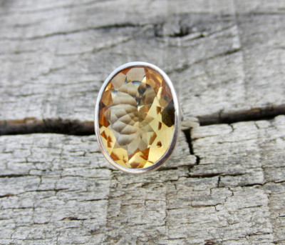 Citrine Gemstone Ring 925 Sterling Silver Handmade Jewelry Women Gift KB-64