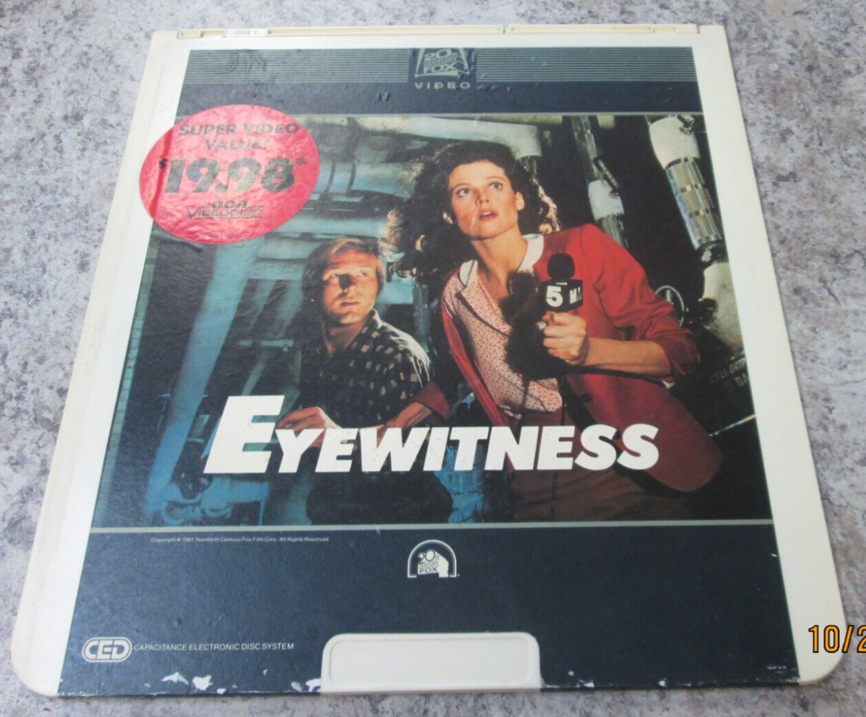 Eyewitness (1981) CED VideoDisc with Sigourney Weaver