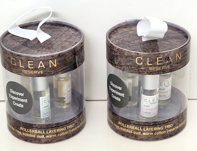 2 pk CLEAN RESERVE ROLLERBALL LAYERING TRIO blonde rose, sueded oud, warm cotton