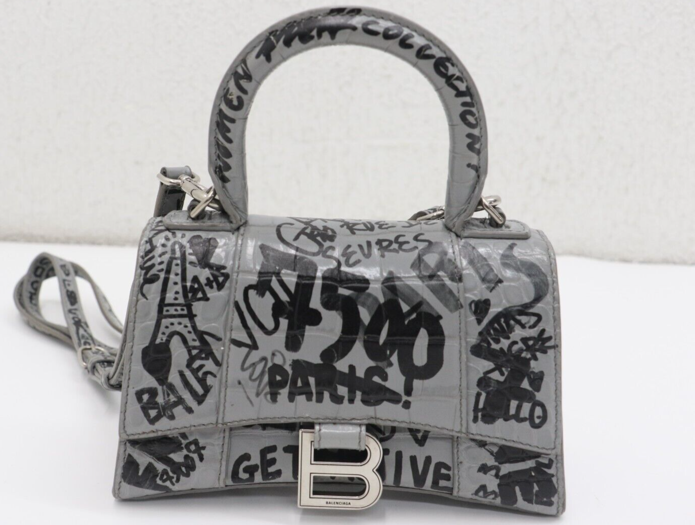 Balenciaga Graffiti Hourglass Top Handle Bag Leather XS | eBay Balenciaga Graffiti Hourglass Top Handle Bag Leather XS | eBay