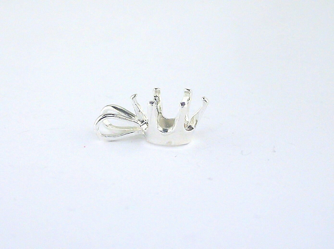 Oval 6 Prong Pendant Pendant Setting Sterling Silver  