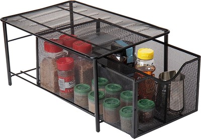 Mind Reader 'CABASKDR' Black Metal Mesh Storage Basket with Sliding Drawer Black