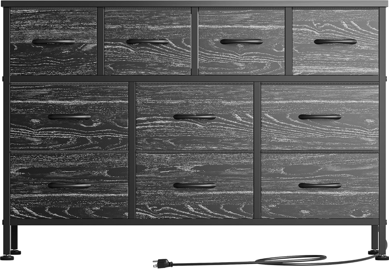 Dresser for Bedroom, 10 Drawer TV Stand with Power Outlet, Entertainment Center