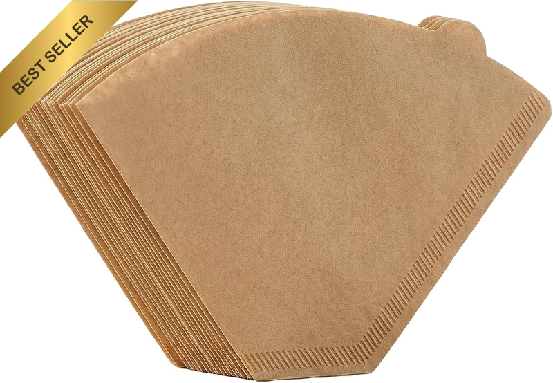 Burst-Resistant #4 Cone Coffee Filters 100 Count, Unbleached for Pure Flavour. N