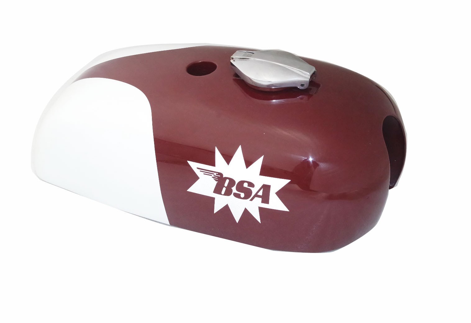 BSA Petrol Fuel Tank With Cap White & Cherry A65HA A65-25PH Spitfire Hornet 