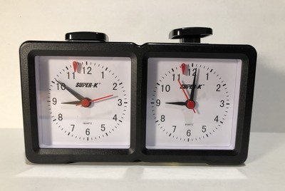 Super K Analog Chess Clock Timer Black Retro Style Quartz battery operated