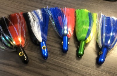10 B6 SQUID BODIES 6/" CHARTREUSE JUMBO SQUIDS FLUKE SEA BASS FISHING LURES RIGS