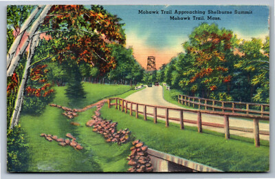 Postcard MA Mohawk Trail Approaching Shelburne Summit Massachusetts U2