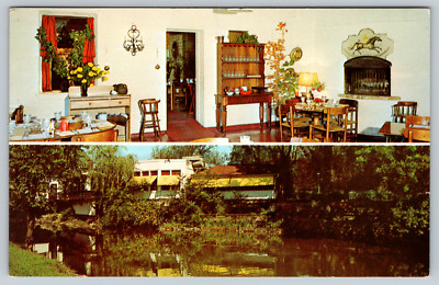 c1960s Mill Race Inn Geneva Illinois Bridge Fox River Vintage Postcard