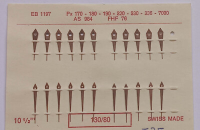 ZEIGERSATZ FORM SCHWERT GOLD FÜR PESEUX, EB, AS, FHF ~NOS~ (z0242)