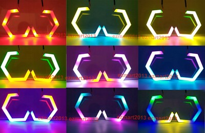 4x86mm 3.35'' Hex LED halo Flow series Chasing cotton RGB Turn Signal bluetooth
